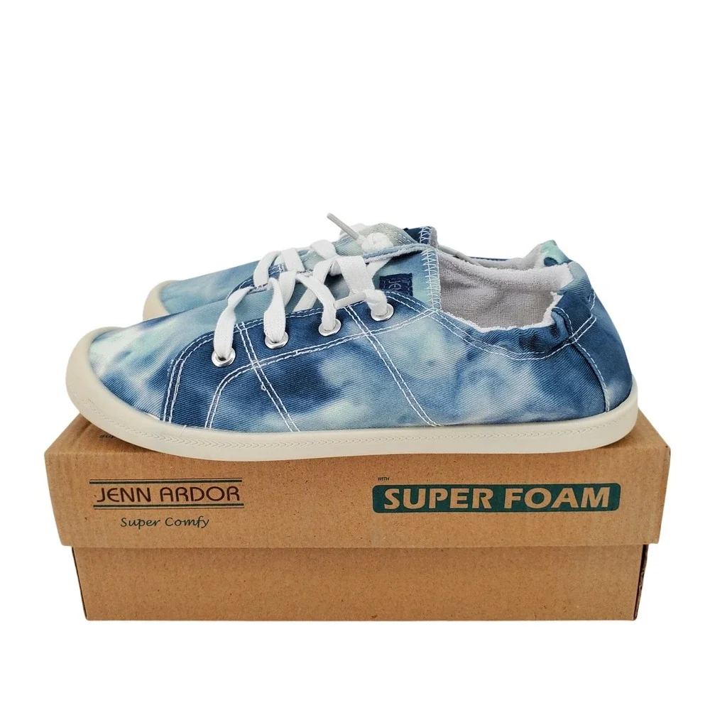 JENN ARDOR‎ Womens Size 8 Low Top Canvas Slip On Sneaker Blue Tie Die New in Box